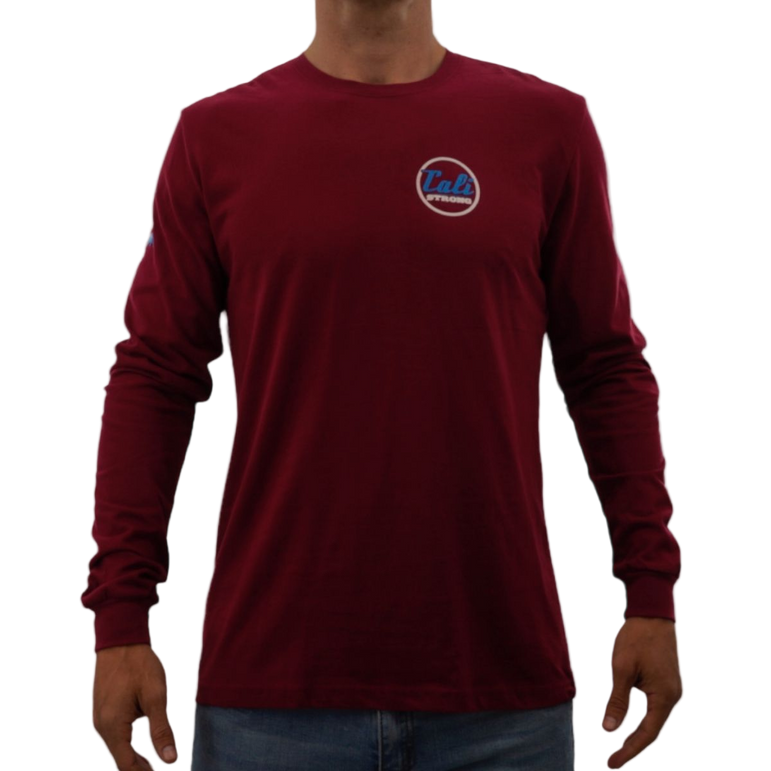 CALI Strong Classic T-shirt à manches longues en coton suédé de qualité supérieure marron chiné