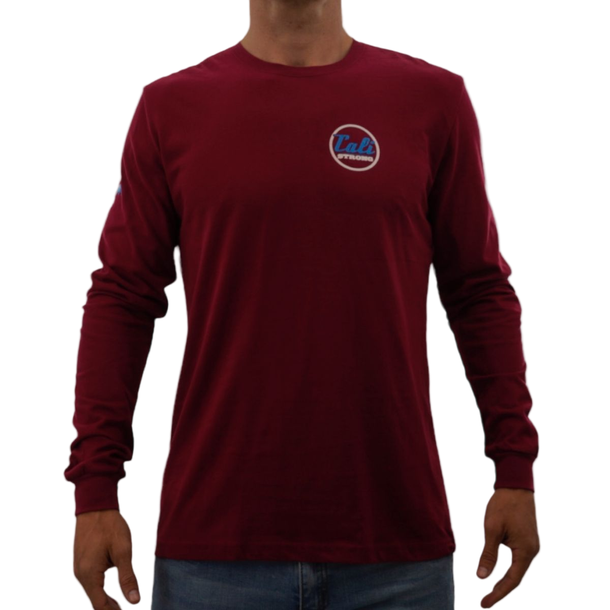 CALI Strong Classic T-shirt à manches longues en coton suédé de qualité supérieure marron chiné