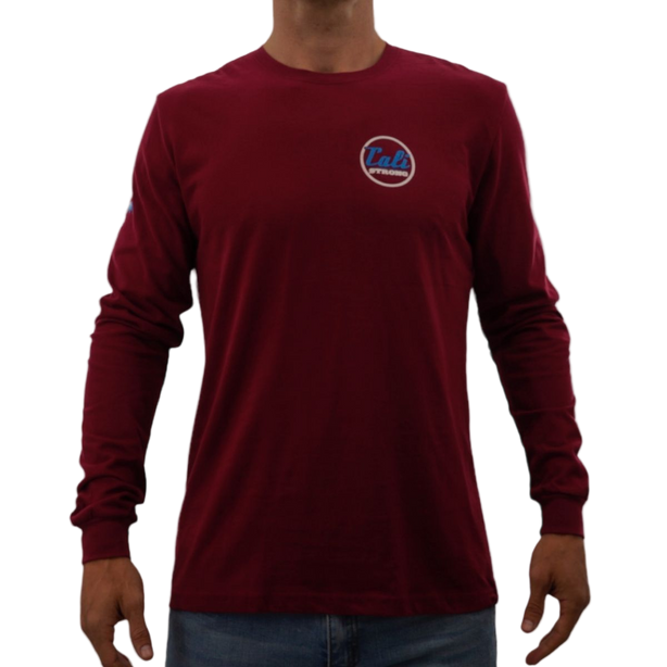 CALI Strong Classic T-shirt à manches longues en coton suédé de qualité supérieure marron chiné