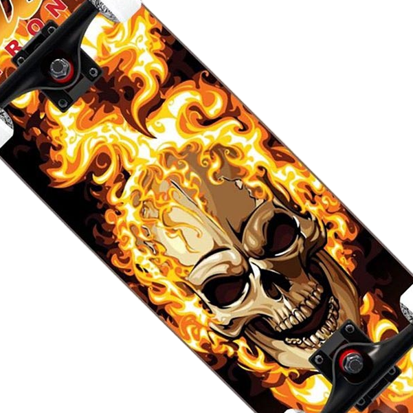 Flaming Skull Skateboard