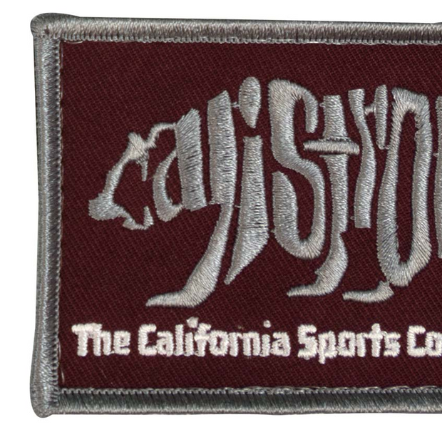 CALI Strong Word Bear Maroon Grey Brodé Hook-and-Loop Morale Patch