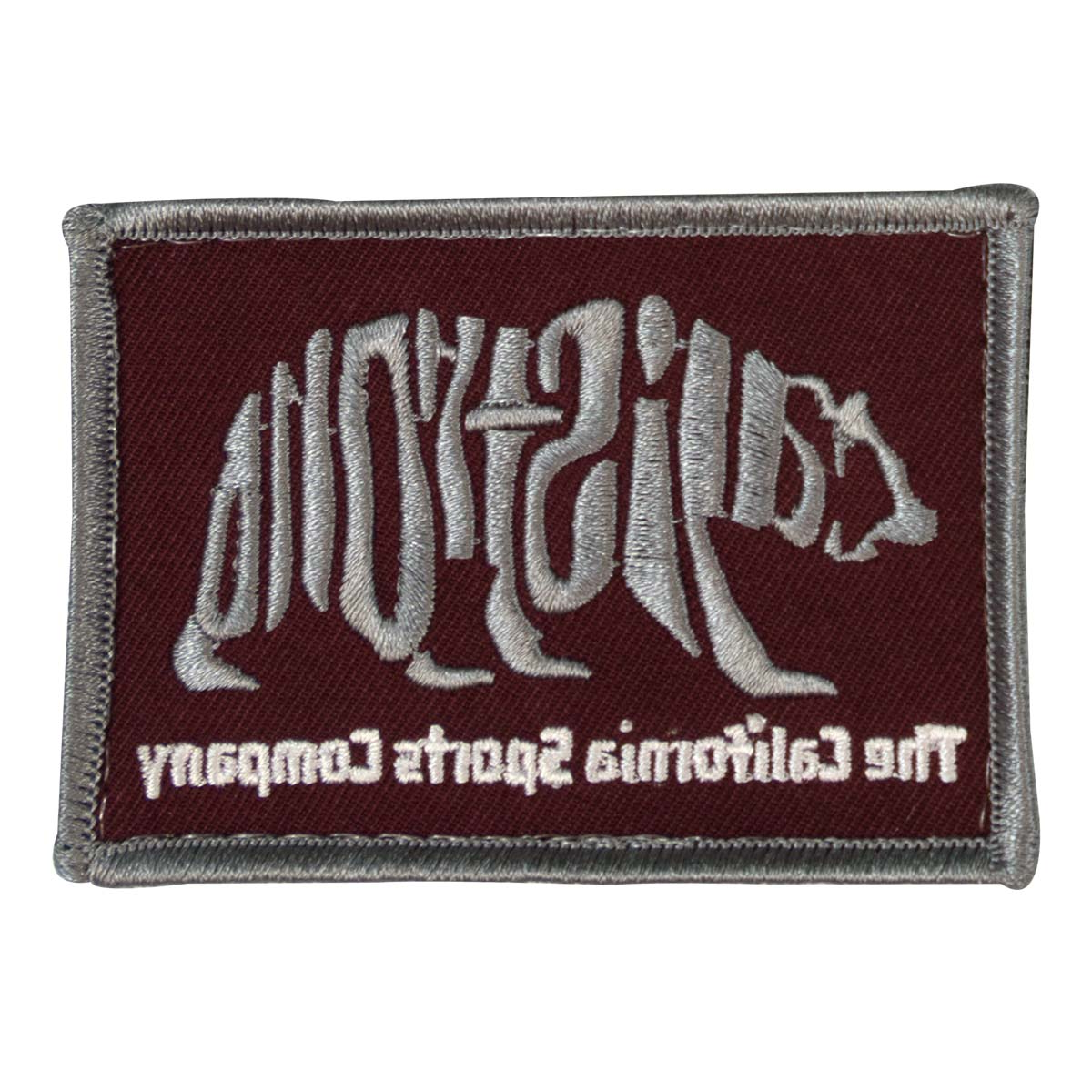 CALI Strong Word Bear Maroon Grey Brodé Hook-and-Loop Morale Patch