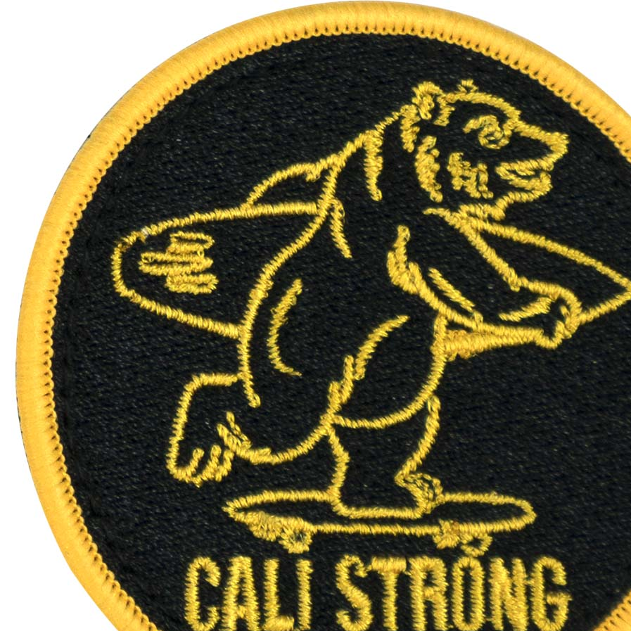 CALI Strong Golden Bear Patch moral rond brodé à crochet et boucle Noir