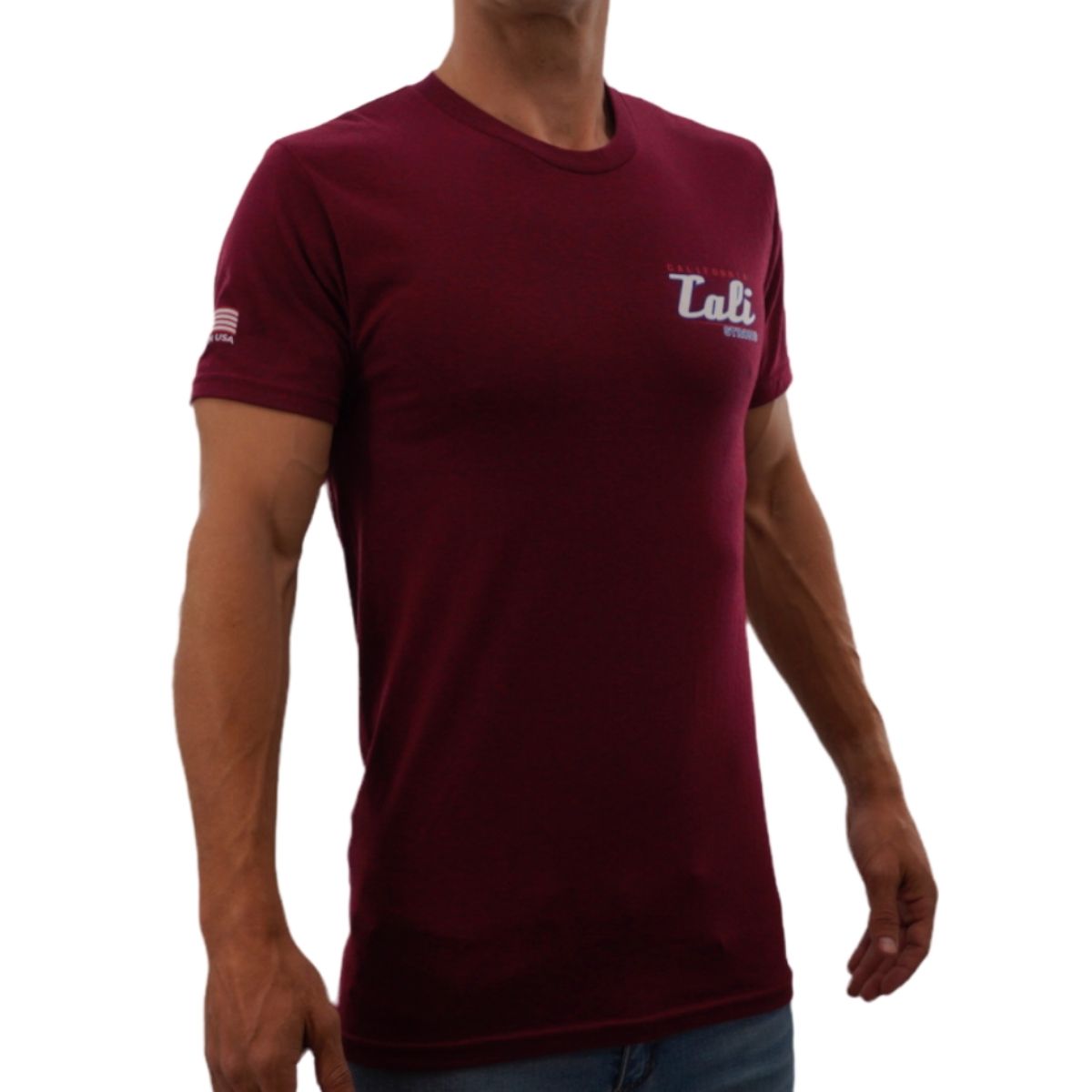 CALI Strong Crest Performance T-Shirt Burgundy Heather Glow in the Dark - T-Shirt - Image 2 - CALI Strong