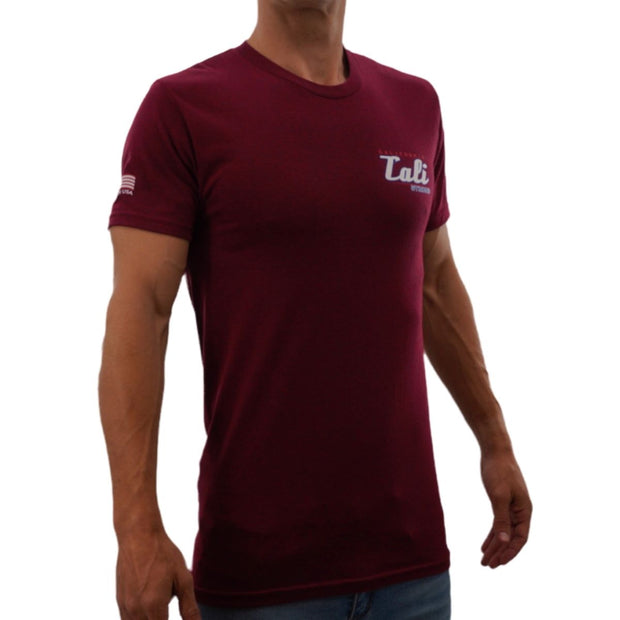 CALI Strong Crest Performance T-Shirt Burgundy Heather Glow in the Dark - T-Shirt - Image 2 - CALI Strong