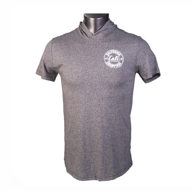 California Champion Performance Hooded T-shirt Heather Gray Glow in the Dark - T-Shirt - Image 2 - CALI Strong