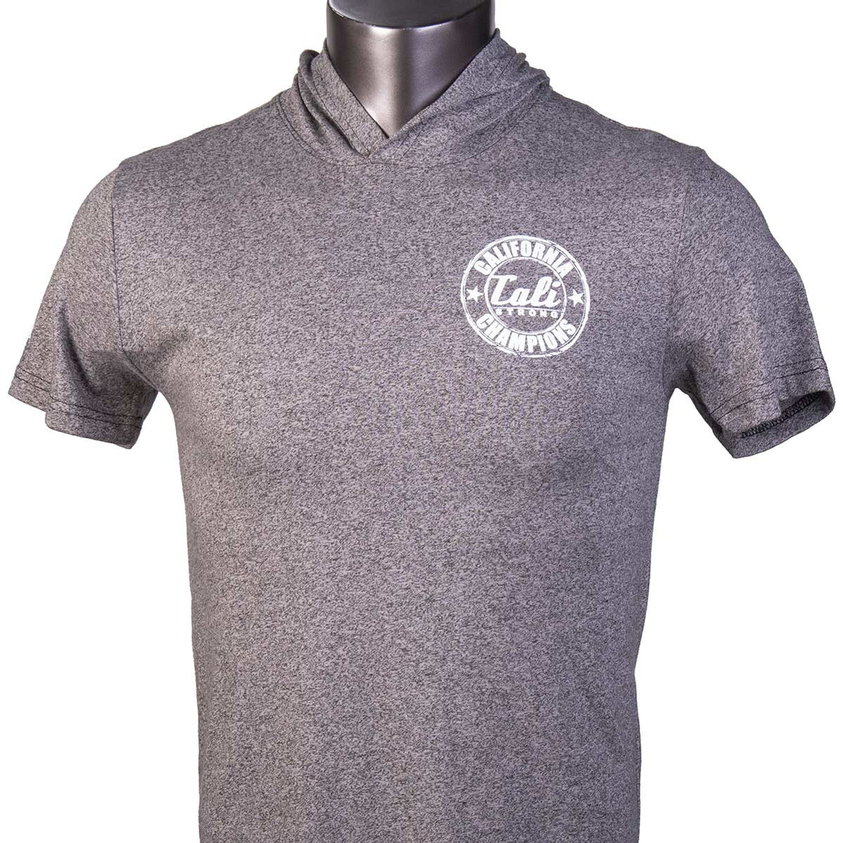California Champion Performance Hooded T-shirt Heather Gray Glow in the Dark - T-Shirt - Image 4 - CALI Strong