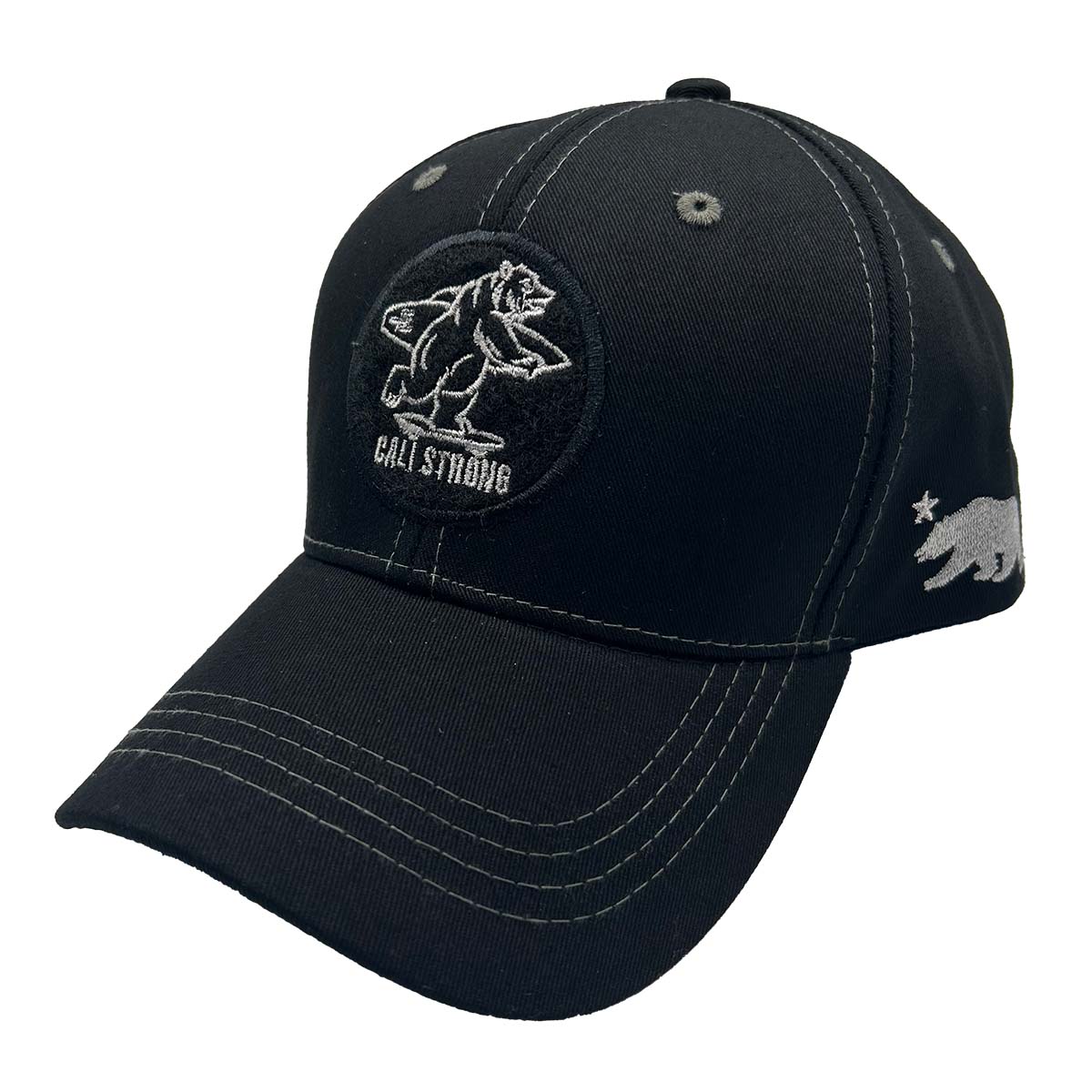 CALI Strong Classic Tactical Hat Morale Patch Black Silver - Headwear - Image 2 - CALI Strong