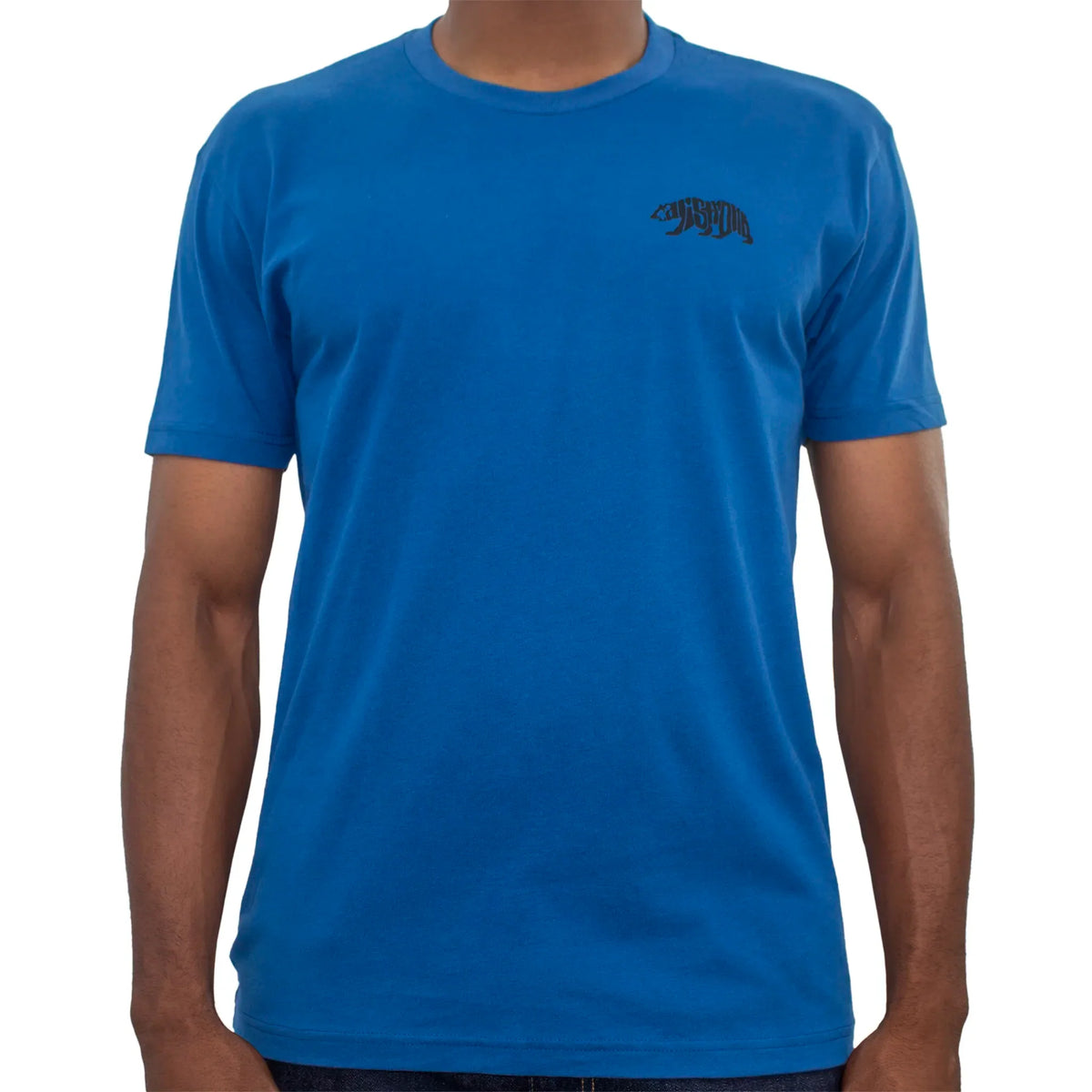 CALI Strong Word Bear T-Shirt Premium Cotton Suede Heather Blue - T-Shirt - Image 1 - CALI Strong