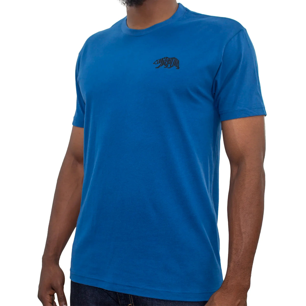 CALI Strong Word Bear T-Shirt Premium Cotton Suede Heather Blue - T-Shirt - Image 2 - CALI Strong