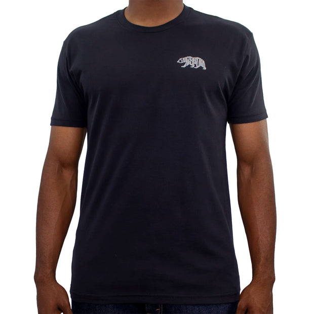 CALI Strong Word Bear Black T-Shirt Premium Cotton Suede - T-Shirt - Image 1 - CALI Strong