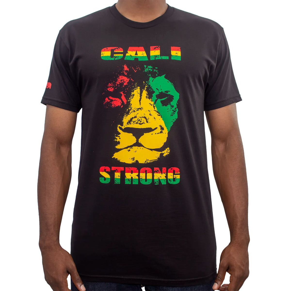 CALI Strong Triangle Lion Rasta Black T-Shirt - T-Shirt - Image 1 - CALI Strong