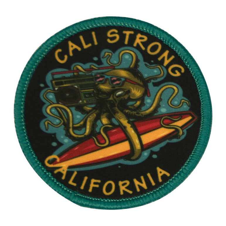 CALI Strong California Surf Board Octopus Round Sublimated Hook-and-Loop Morale Patch - Patches - Image 1 - CALI Strong