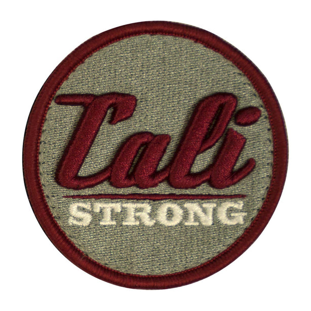 CALI Strong Maroon Grey White Round 3D Embroidered Hook-and-Loop Morale Patch - Patches - Image 1 - CALI Strong