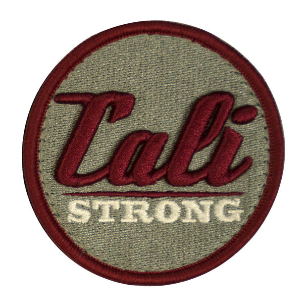 CALI Strong Maroon Grey White Round 3D Embroidered Hook-and-Loop Morale Patch - Patches - Image 1 - CALI Strong