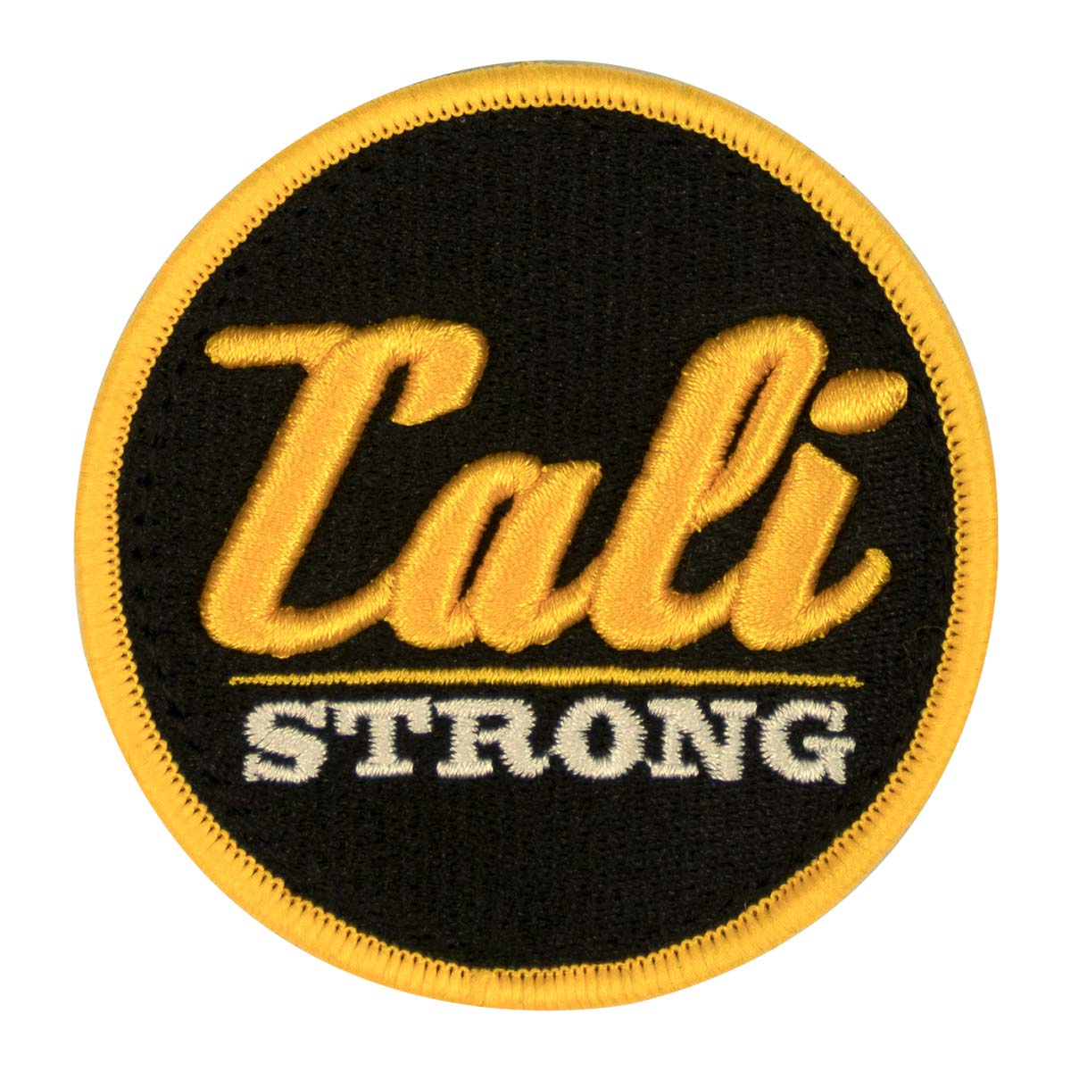 CALI Strong Black Gold White Round 3D Embroidered Hook-and-Loop Morale Patch - Patches - Image 1 - CALI Strong