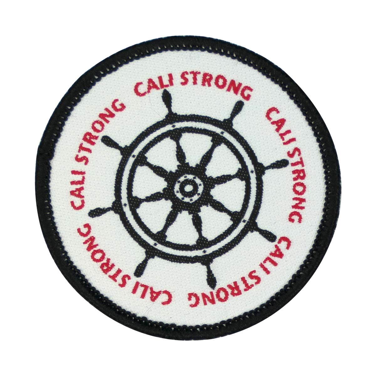 CALI Strong Helm Black Red White Round Embroidered Hook-and-Loop Morale Patch - Patches - Image 1 - CALI Strong