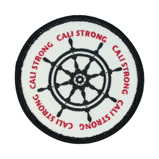 CALI Strong Helm Black Red White Round Embroidered Hook-and-Loop Morale Patch - Patches - Image 1 - CALI Strong