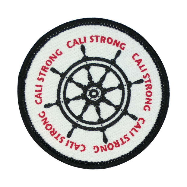 CALI Strong Helm Black Red White Round Embroidered Hook-and-Loop Morale Patch - Patches - Image 1 - CALI Strong