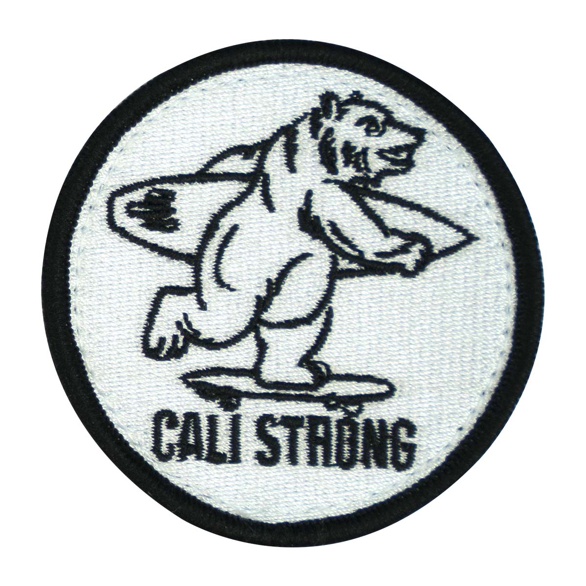 CALI Strong Bear White Black Round Embroidered Hook-and-Loop Morale Patch - Patches - Image 1 - CALI Strong