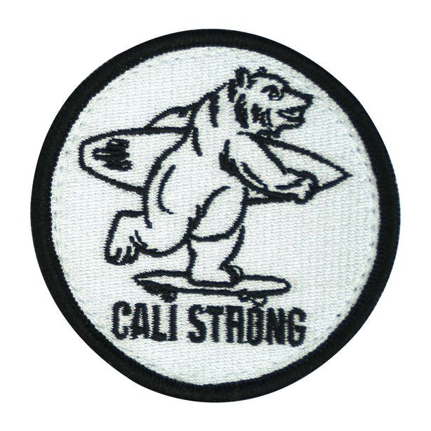 CALI Strong Bear White Black Round Embroidered Hook-and-Loop Morale Patch - Patches - Image 1 - CALI Strong