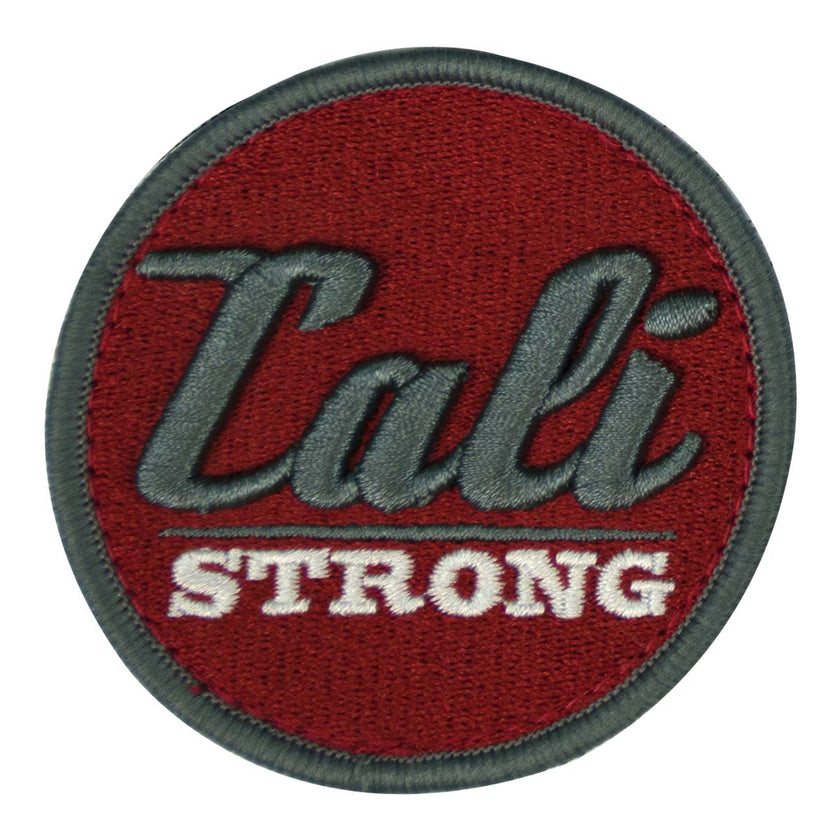 CALI Strong Grey Maroon White Round 3D Embroidered Hook-and-Loop Morale Patch - Patches - Image 1 - CALI Strong
