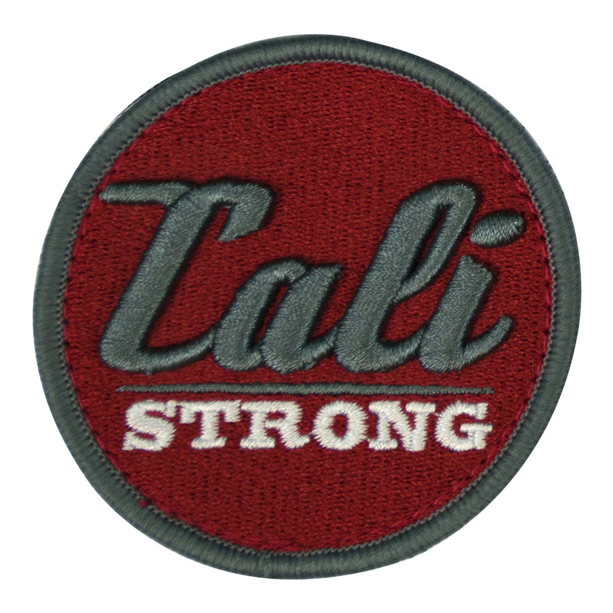 CALI Strong Grey Maroon White Round 3D Embroidered Hook-and-Loop Morale Patch - Patches - Image 1 - CALI Strong