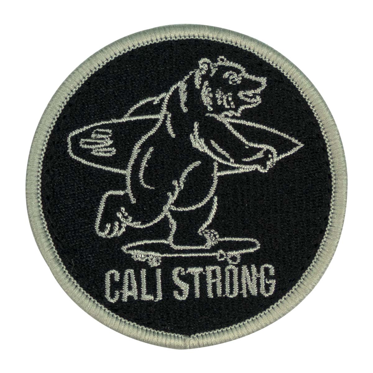 CALI Strong Bear Black Silver Round Embroidered Hook-and-Loop Morale Patch - Patches - Image 1 - CALI Strong