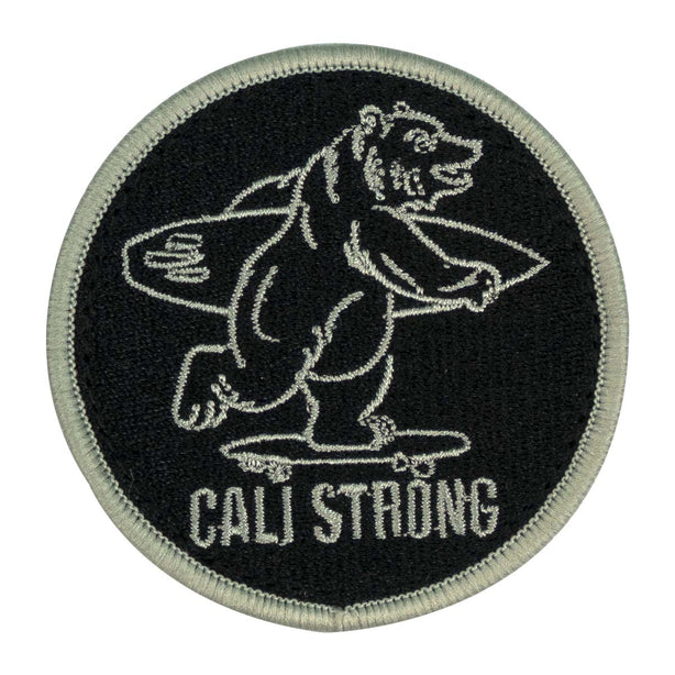 CALI Strong Bear Black Silver Round Embroidered Hook-and-Loop Morale Patch - Patches - Image 1 - CALI Strong