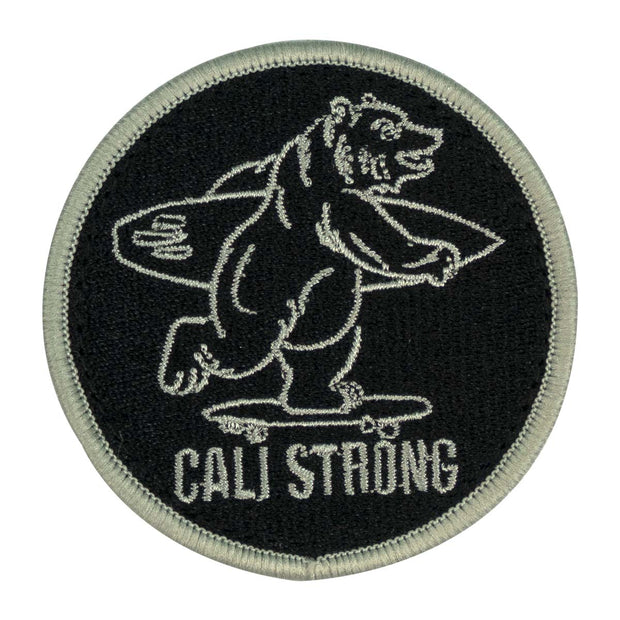 CALI Strong Bear Black Silver Round Embroidered Hook-and-Loop Morale Patch - Patches - Image 1 - CALI Strong
