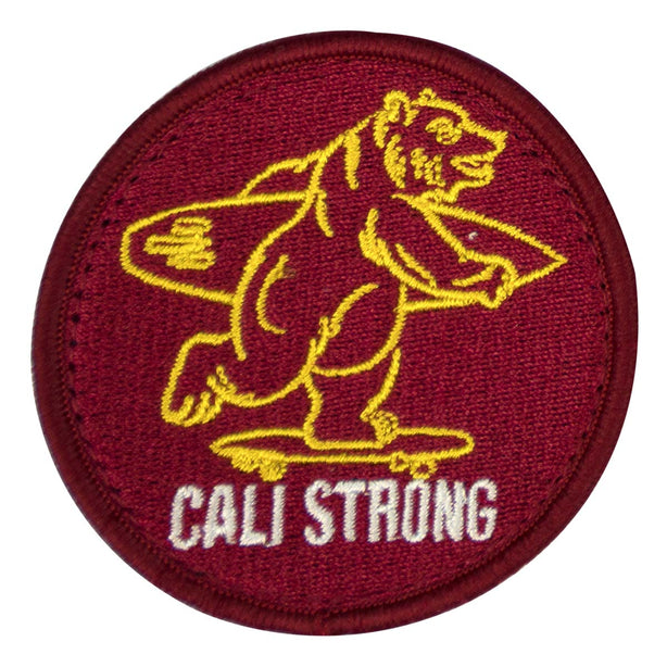 CALI Strong Bear Maroon Gold White Round Embroidered Hook-and-Loop Morale Patch - Patches - Image 1 - CALI Strong
